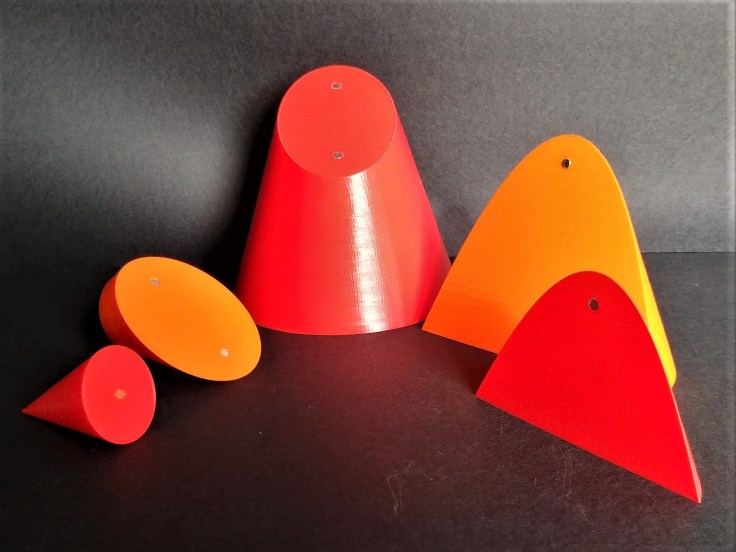 07 Cono Apolonio focos impresión 3D. Piezas con imanes