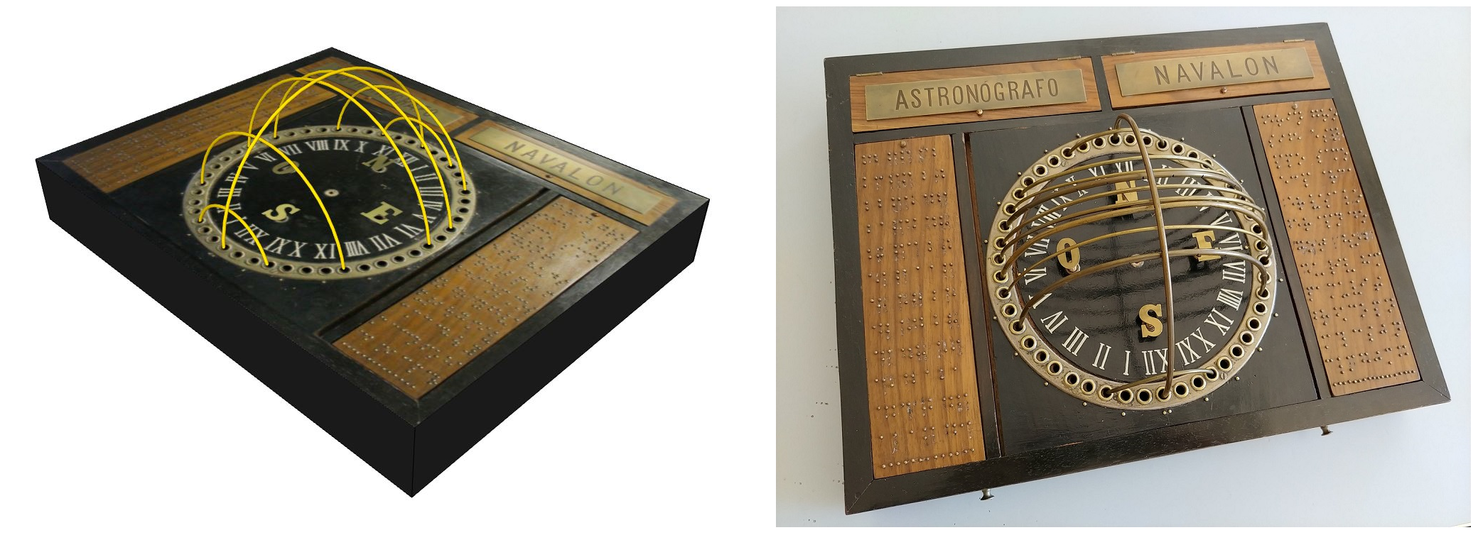 Astronógrafo mejorado Esfera armilar terrestre. Modelo virtual - Modelo real. CC BY-SA-NC JC Asensi